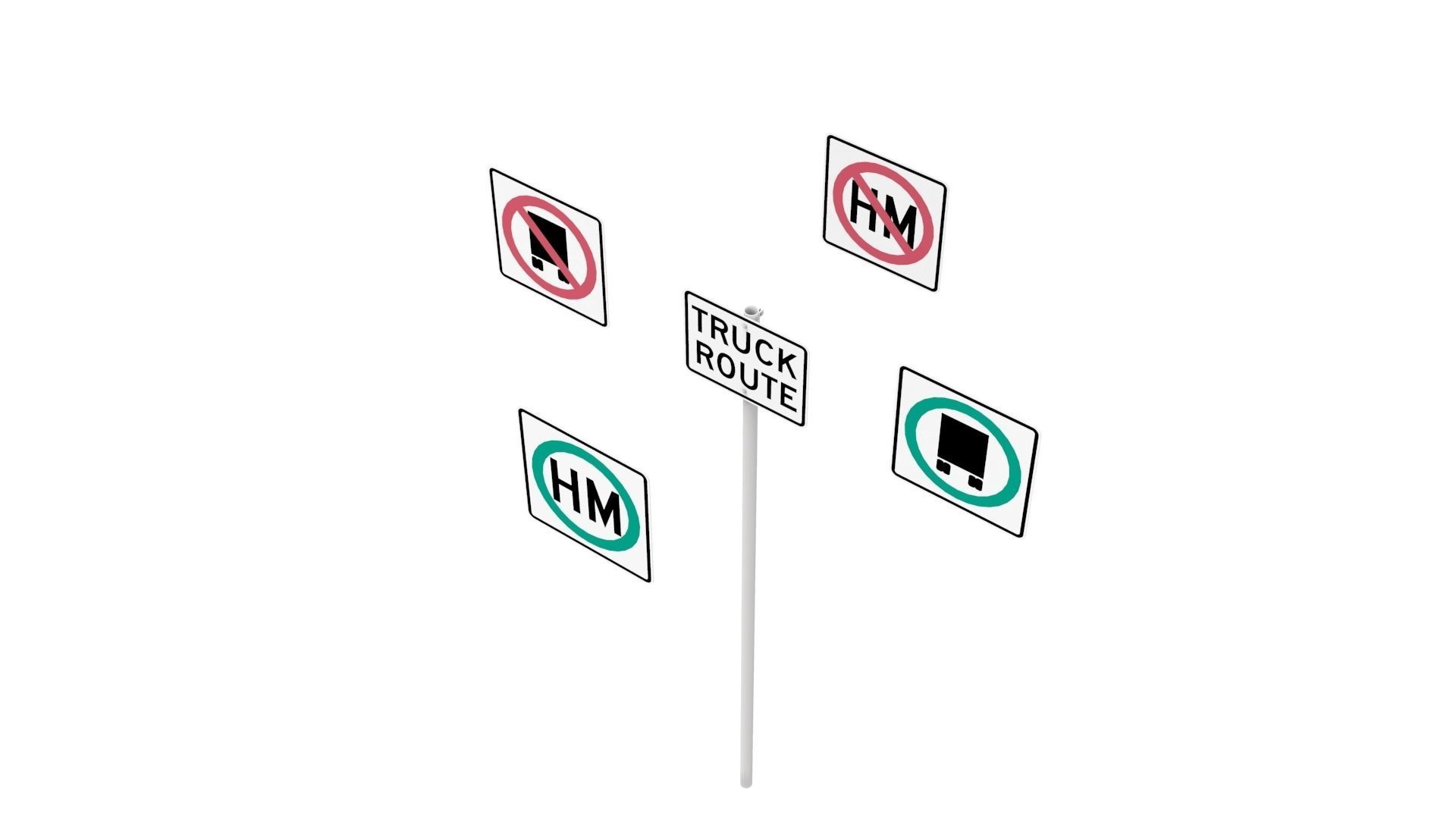 Road Sign - US - R14 Series Truck Routes 3D model_1