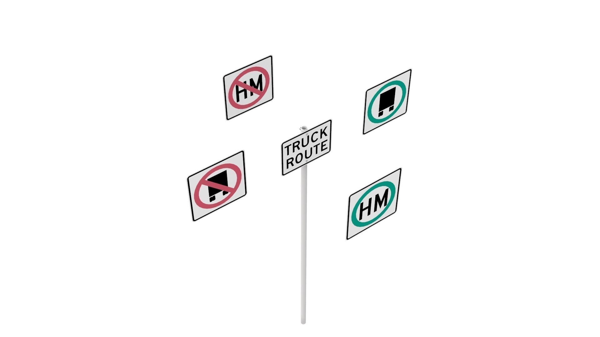 Road Sign - US - R14 Series Truck Routes 3D model_11