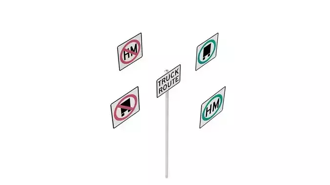 Road Sign - US - R14 Series Truck Routes 3D model