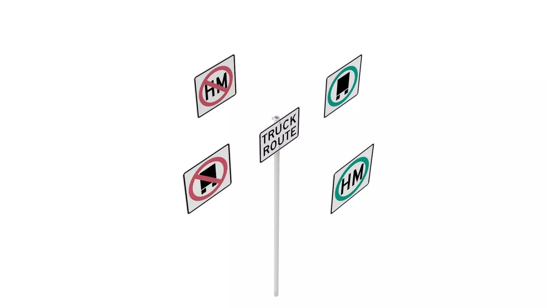 Road Sign - US - R14 Series Truck Routes 3D model_0