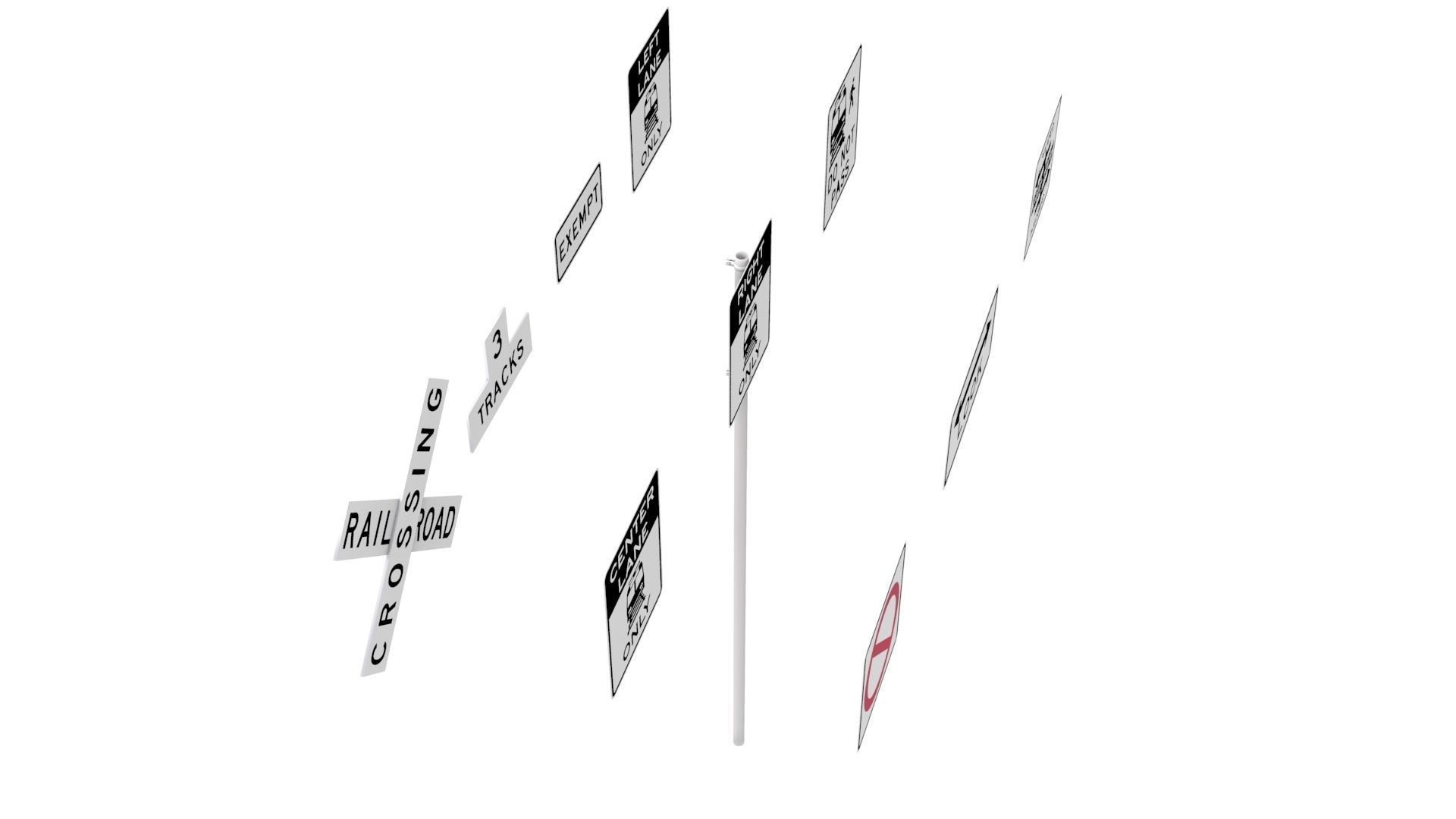 Road Sign US R15 Series Rail And Light Rail 3D model_32