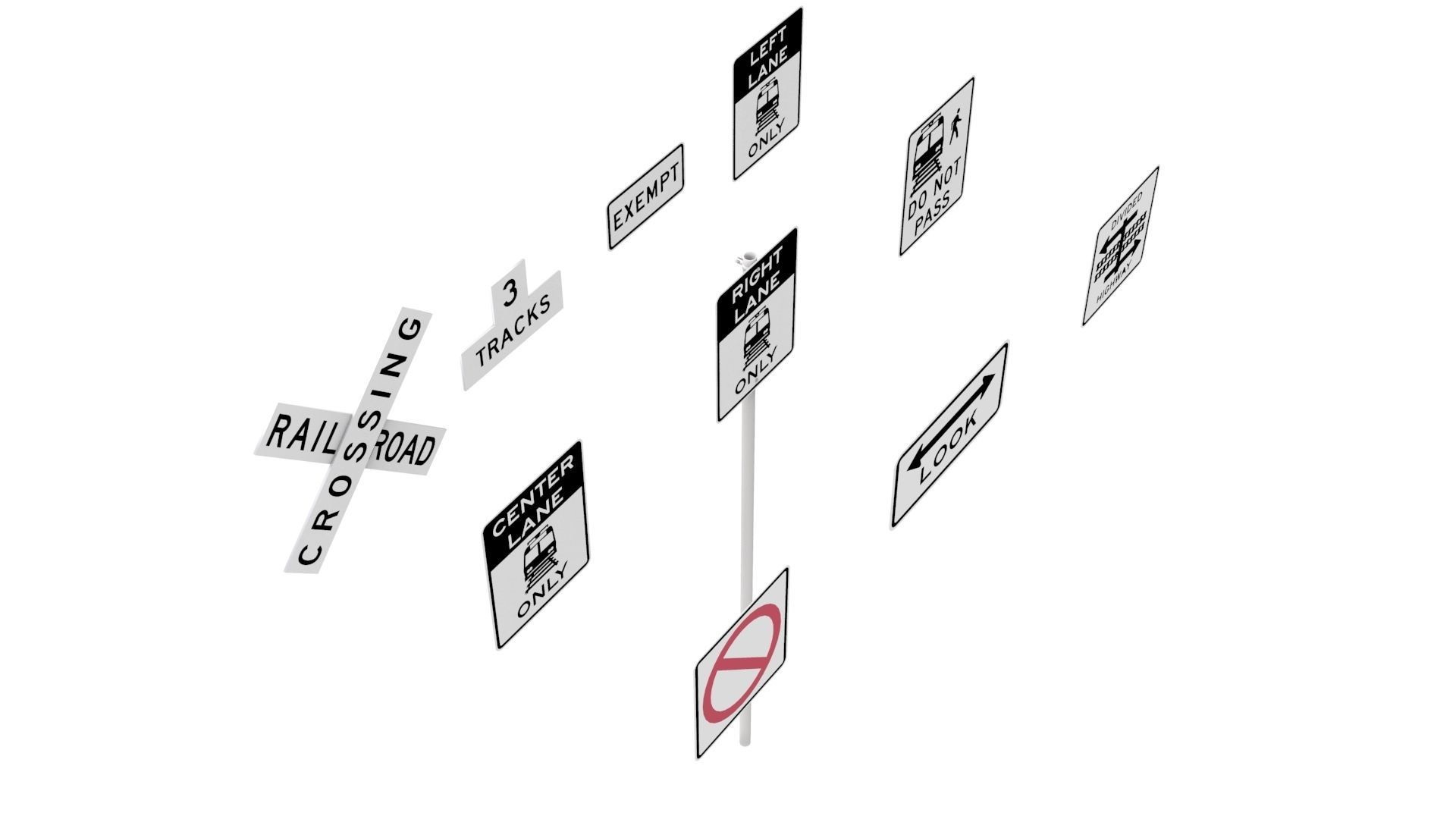 Road Sign US R15 Series Rail And Light Rail 3D model_35