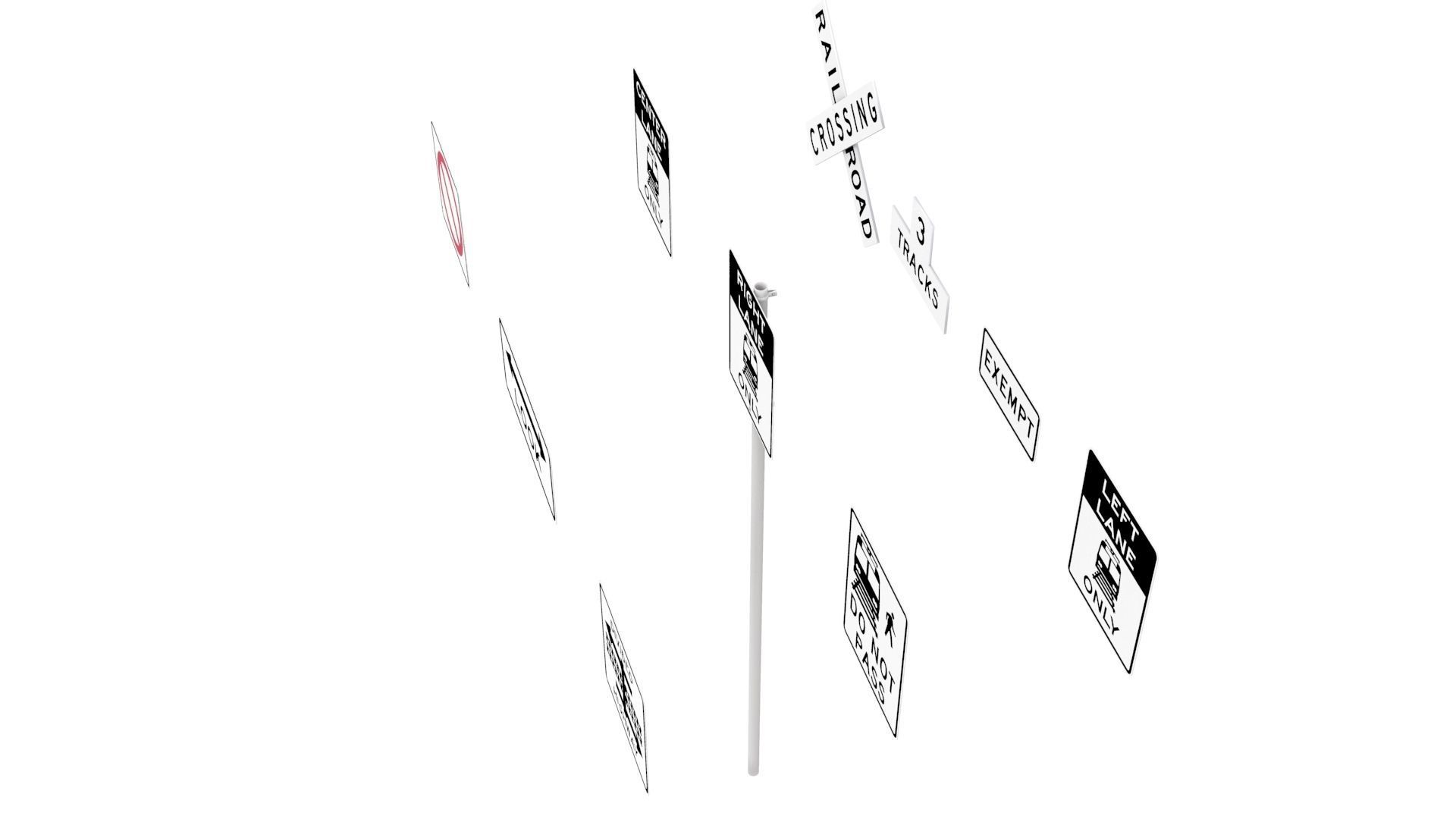 Road Sign US R15 Series Rail And Light Rail 3D model_6