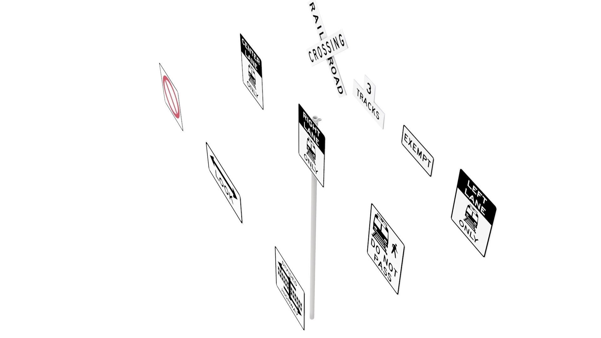 Road Sign US R15 Series Rail And Light Rail 3D model_5