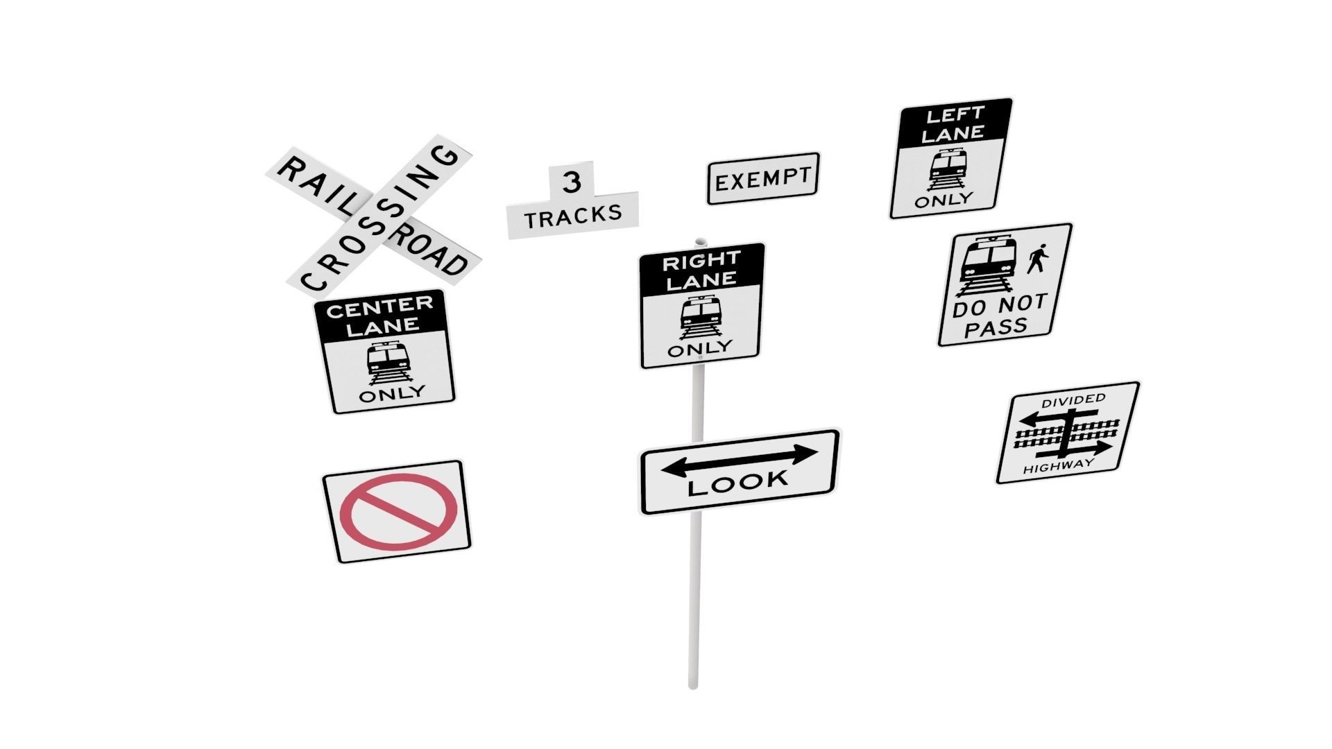 Road Sign US R15 Series Rail And Light Rail 3D model_37
