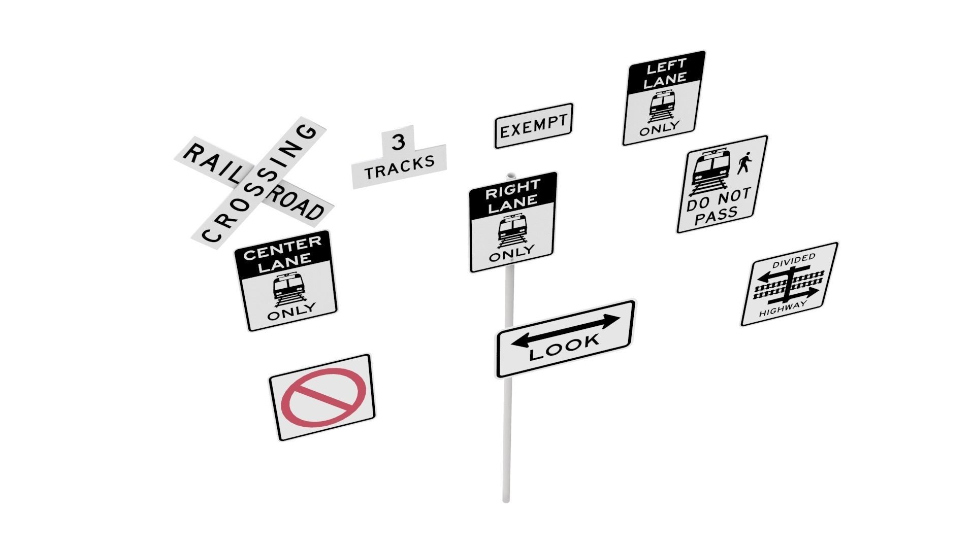 Road Sign US R15 Series Rail And Light Rail 3D model_34