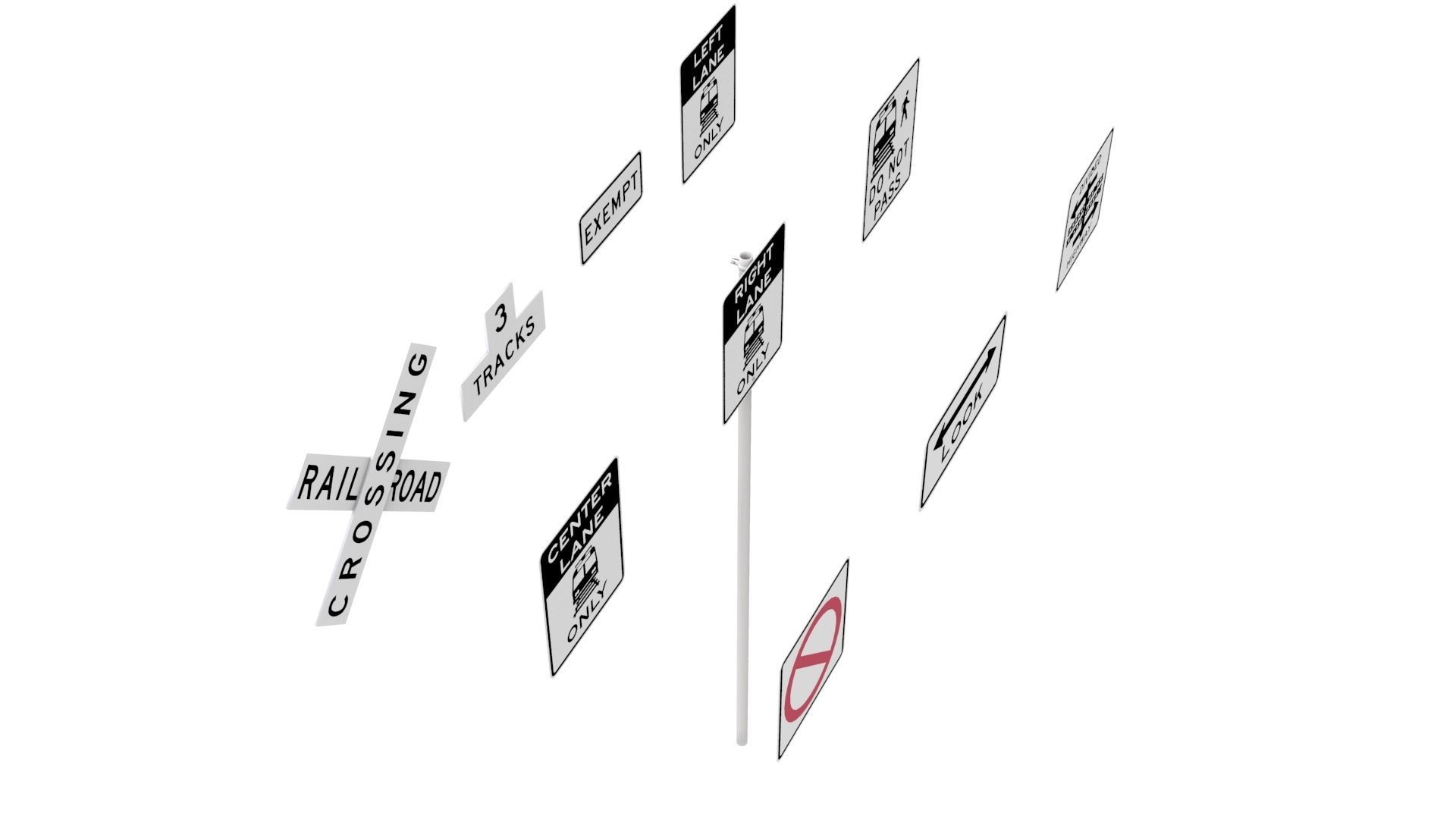 Road Sign US R15 Series Rail And Light Rail 3D model_33