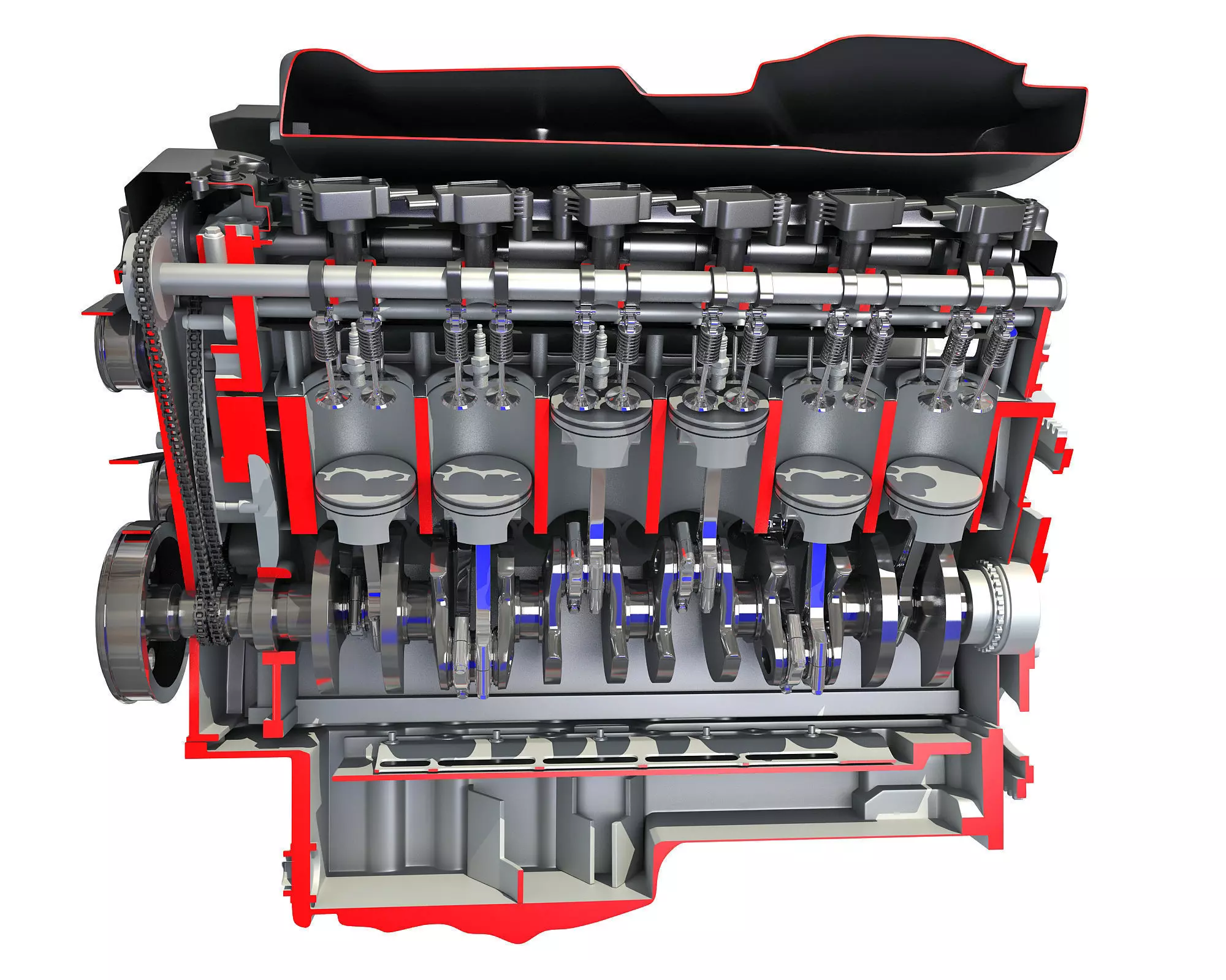 Animated Cutaway V12 Engine 3D model_0