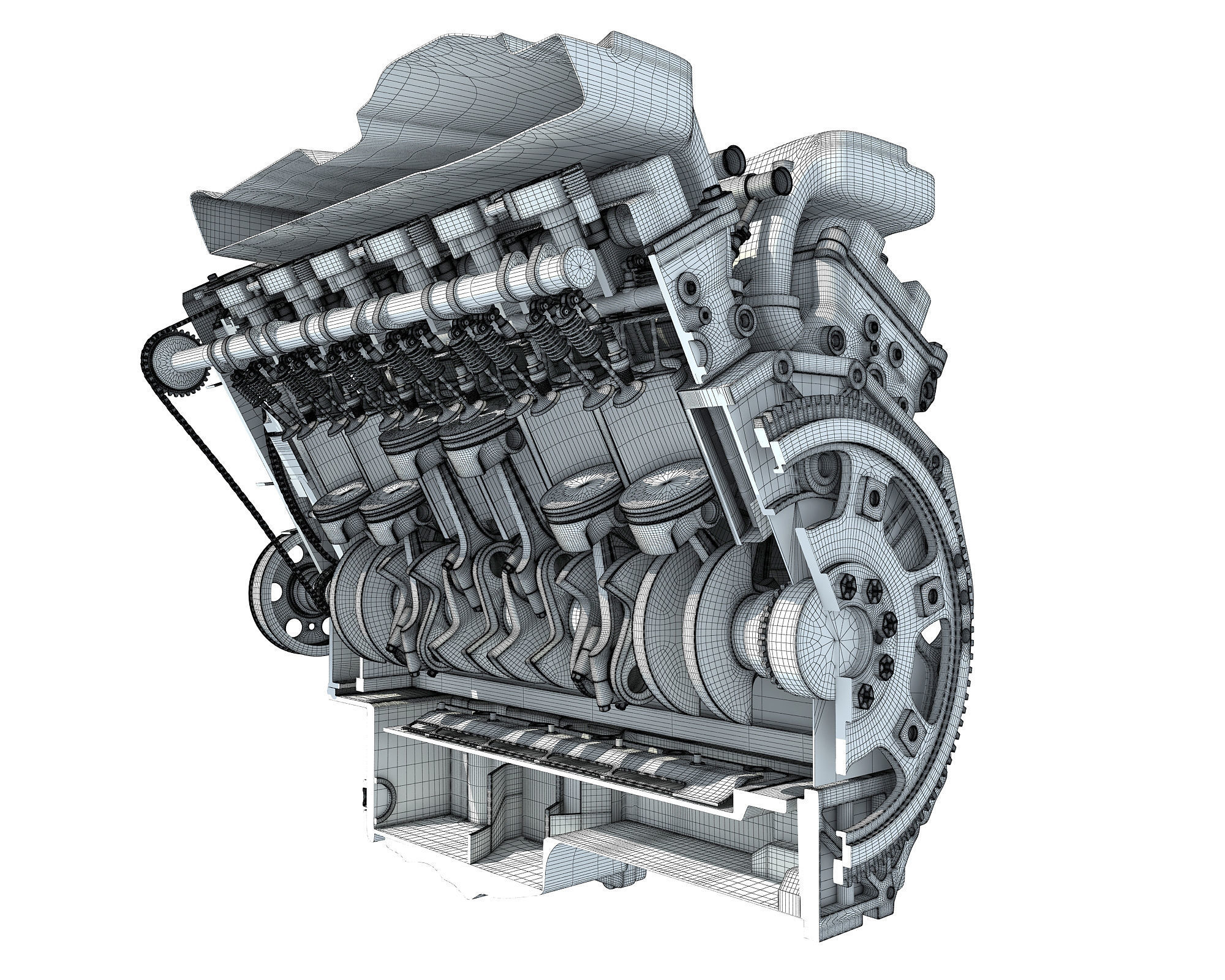 Animated Cutaway V12 Engine 3D model_19