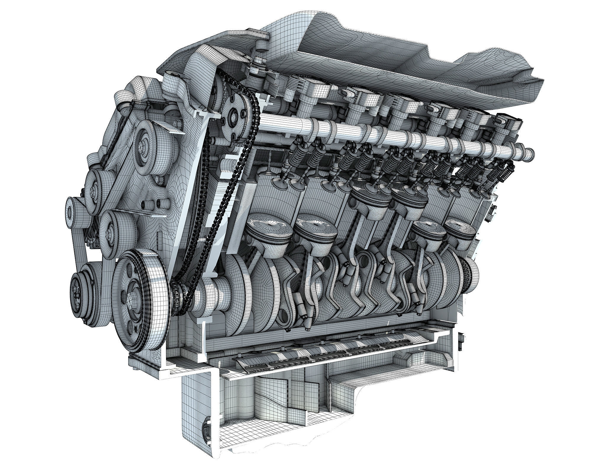 Animated Cutaway V12 Engine 3D model_18