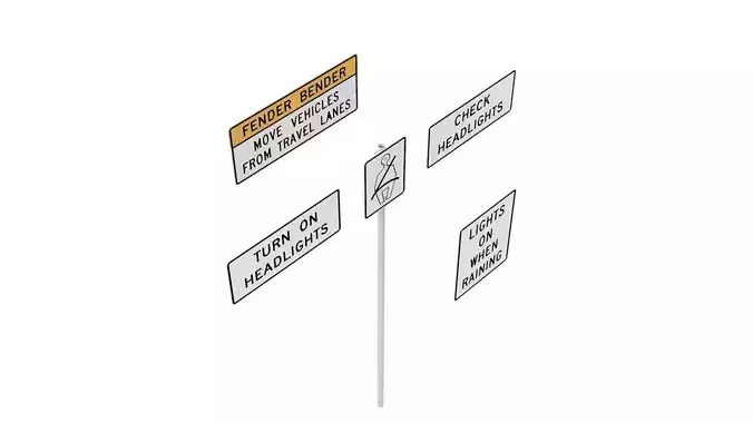 Road Sign - US - R16 Series Seat Belts And Headlight Use 3D model