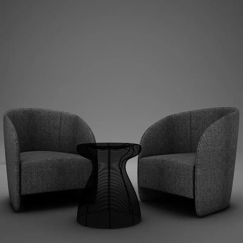 Modern Chair Set 3D model_0