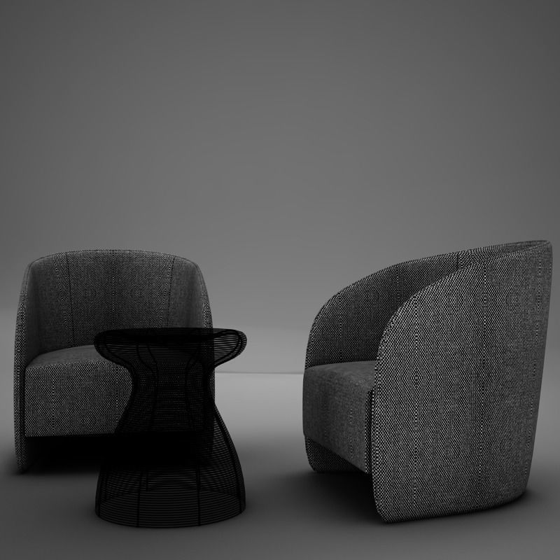 Modern Chair Set 3D model_4