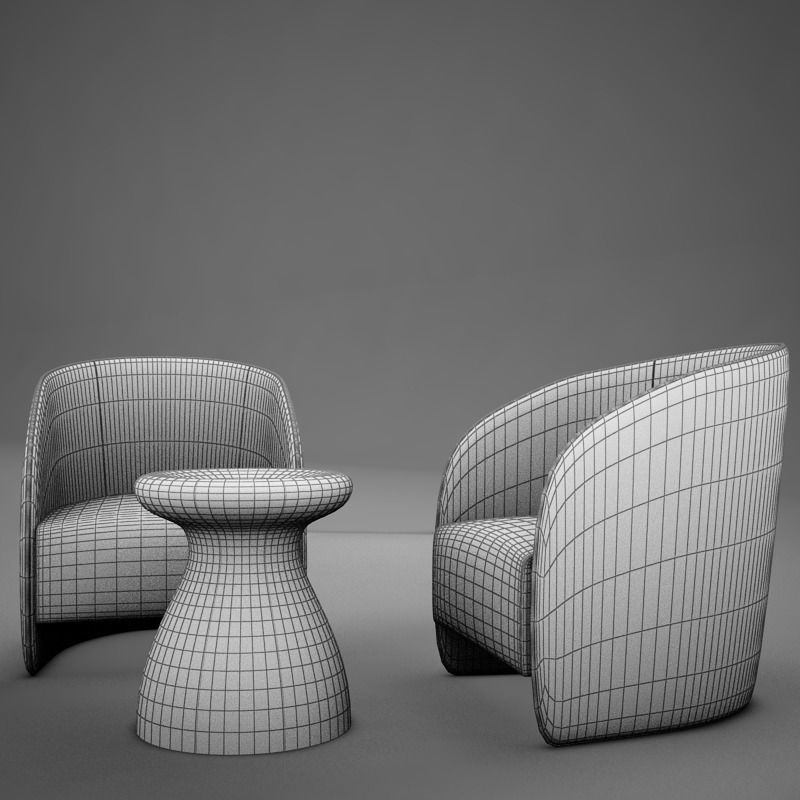 Modern Chair Set 3D model_5
