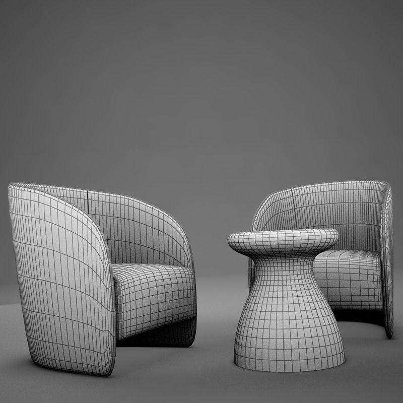 Modern Chair Set 3D model_11