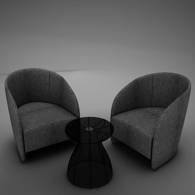 Modern Chair Set 3D model_14