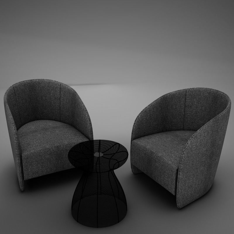 Modern Chair Set 3D model_6