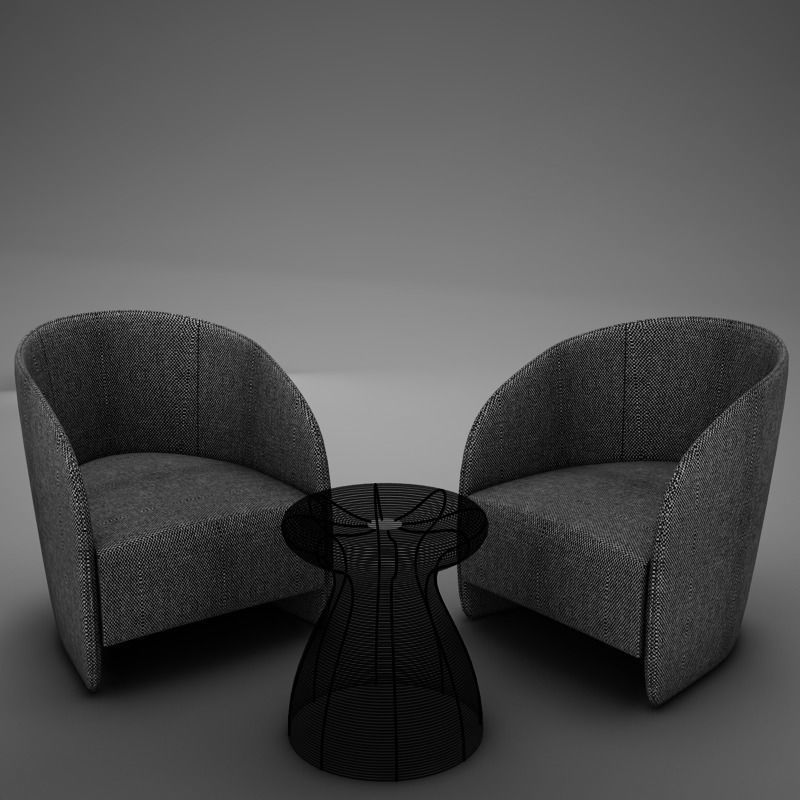 Modern Chair Set 3D model_8