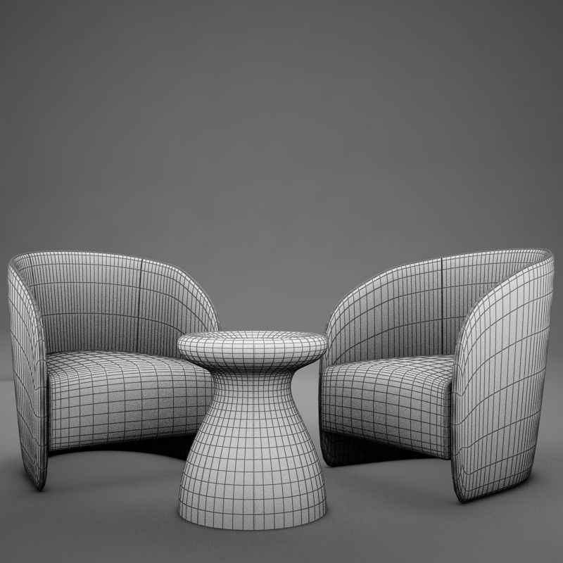 Modern Chair Set 3D model_1
