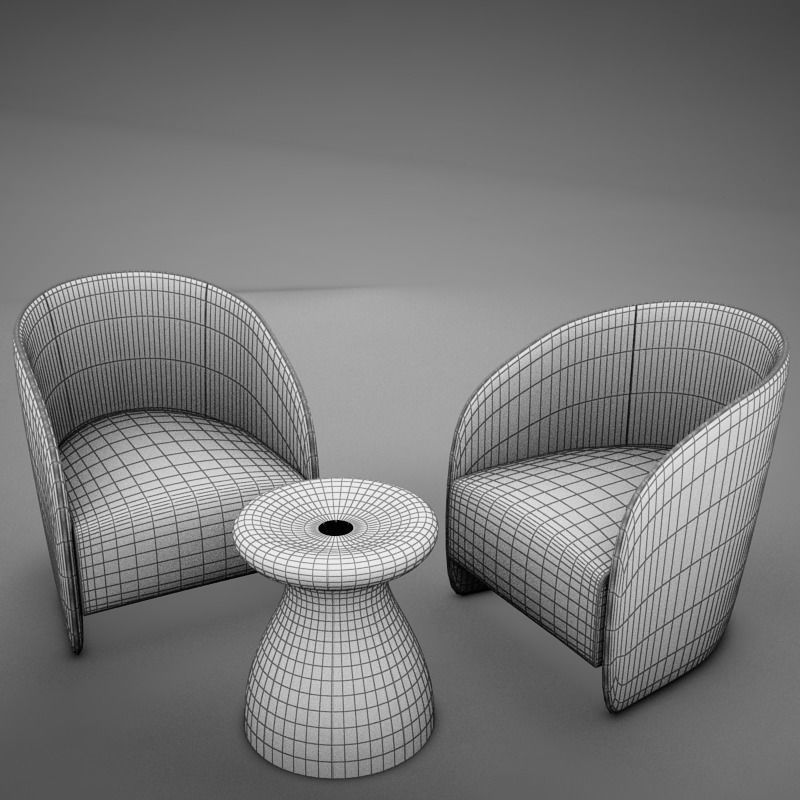 Modern Chair Set 3D model_7