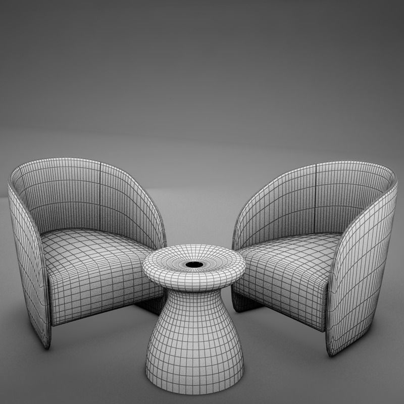 Modern Chair Set 3D model_9