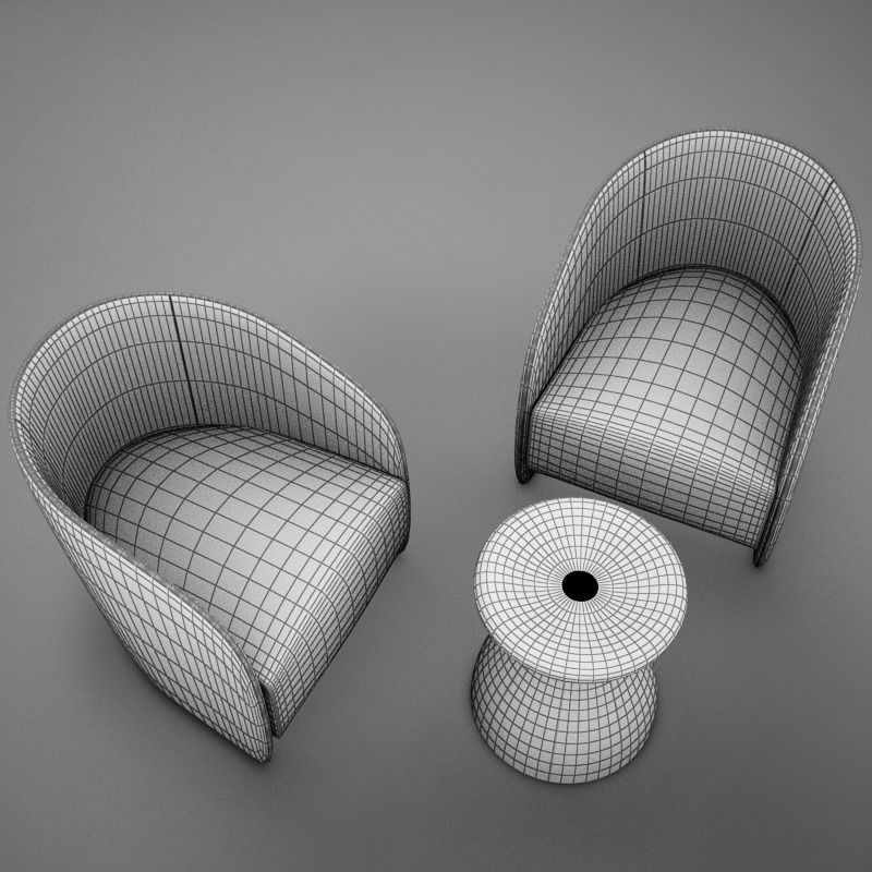 Modern Chair Set 3D model_19