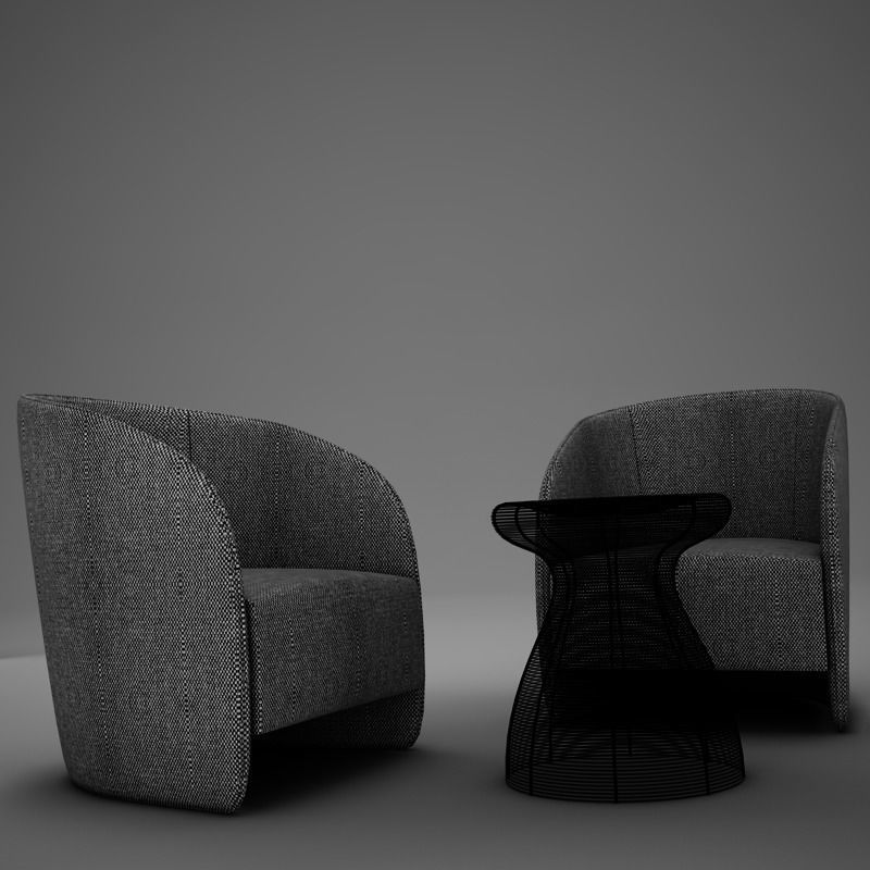Modern Chair Set 3D model_10