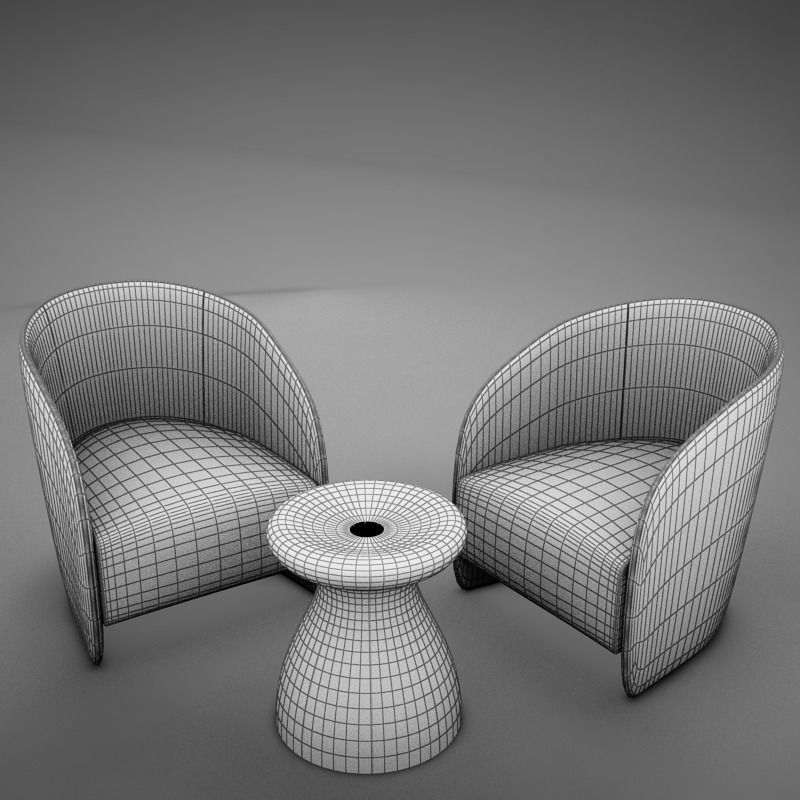 Modern Chair Set 3D model_15