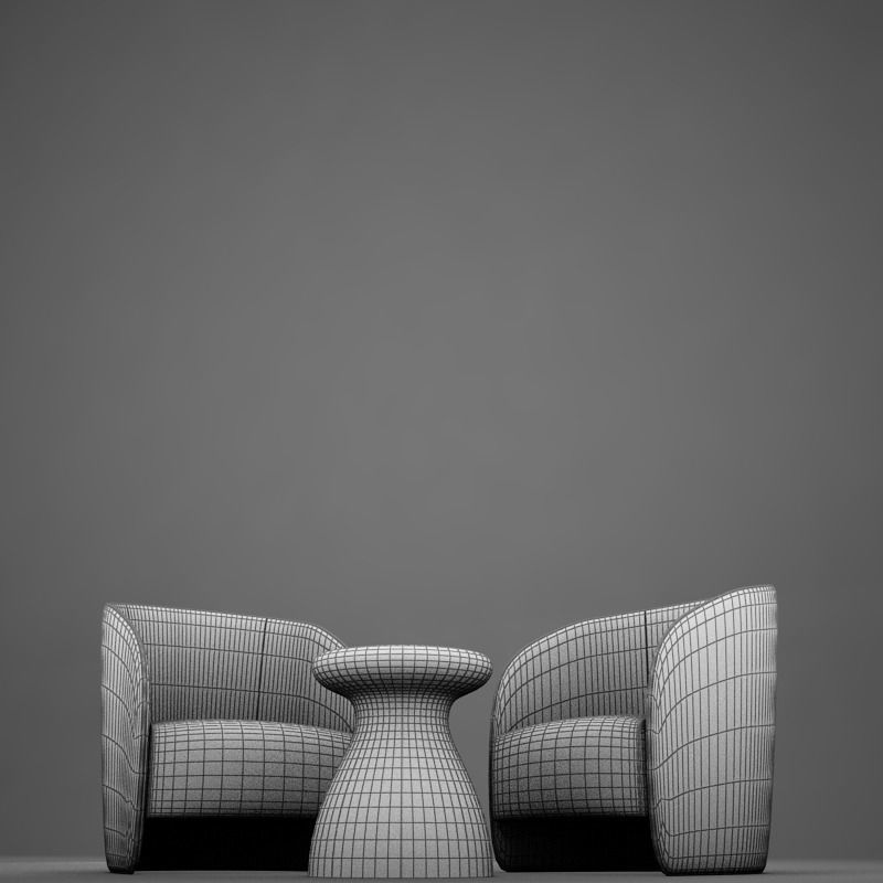Modern Chair Set 3D model_17