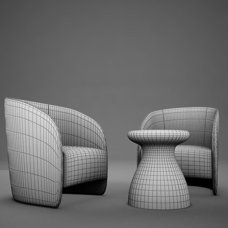 Modern Chair Set 3D model_13