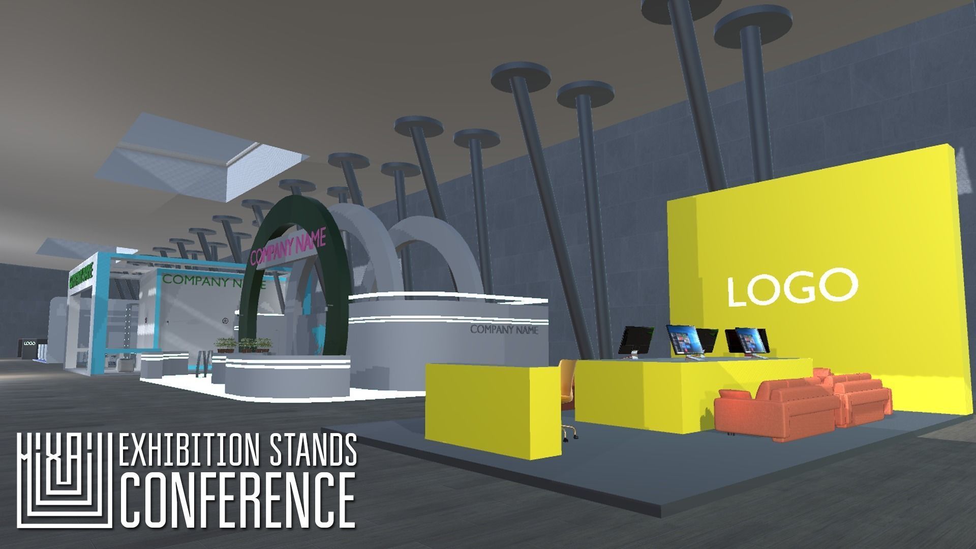 Exhibition stands - conference Low-poly 3D model_19