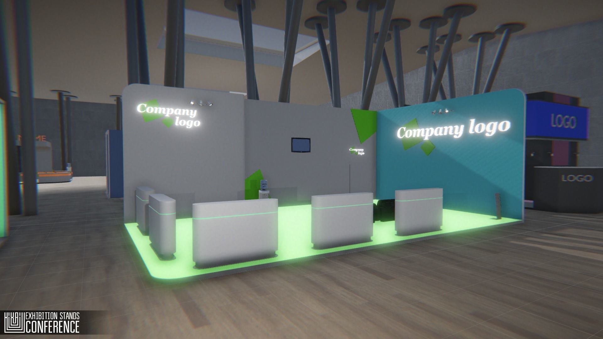 Exhibition stands - conference Low-poly 3D model_7