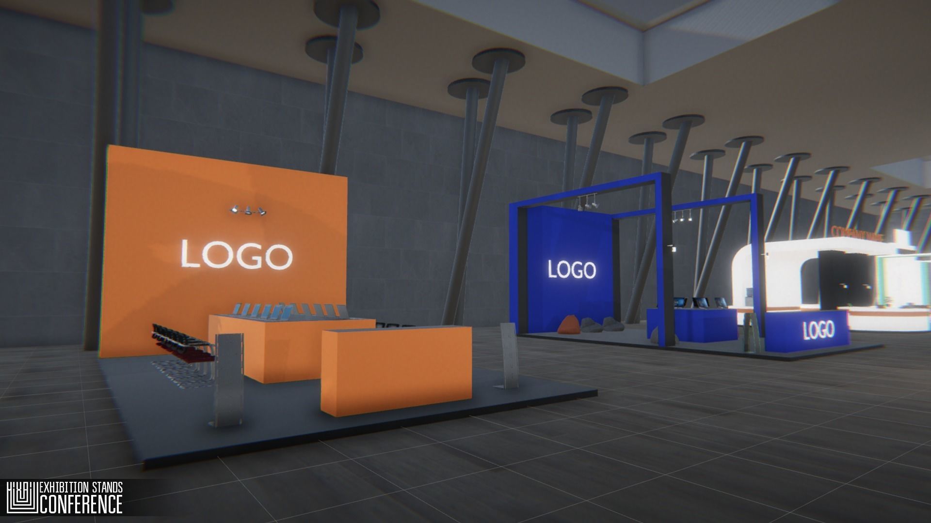 Exhibition stands - conference Low-poly 3D model_4