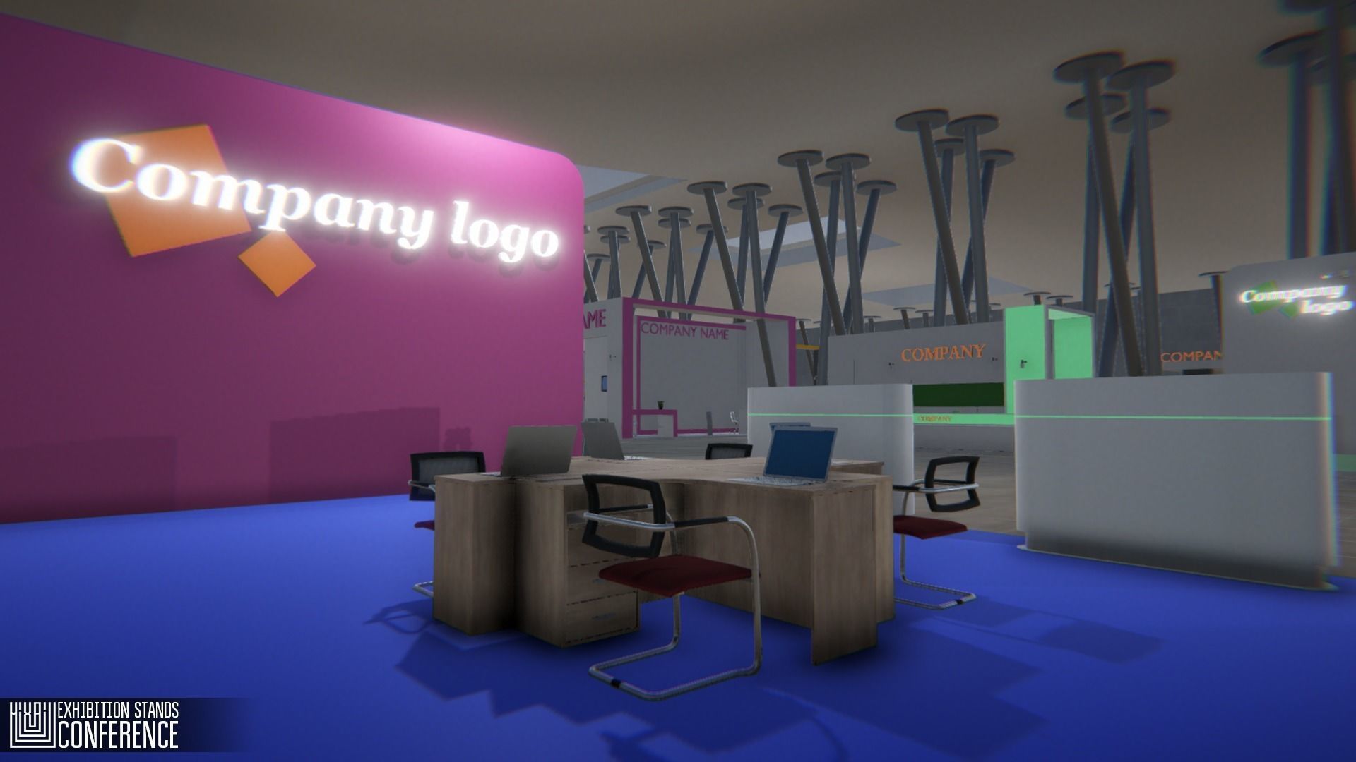 Exhibition stands - conference Low-poly 3D model_1