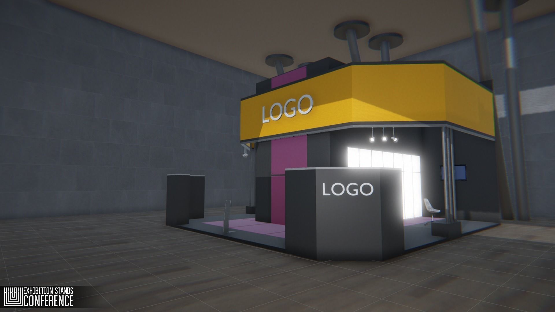 Exhibition stands - conference Low-poly 3D model_3