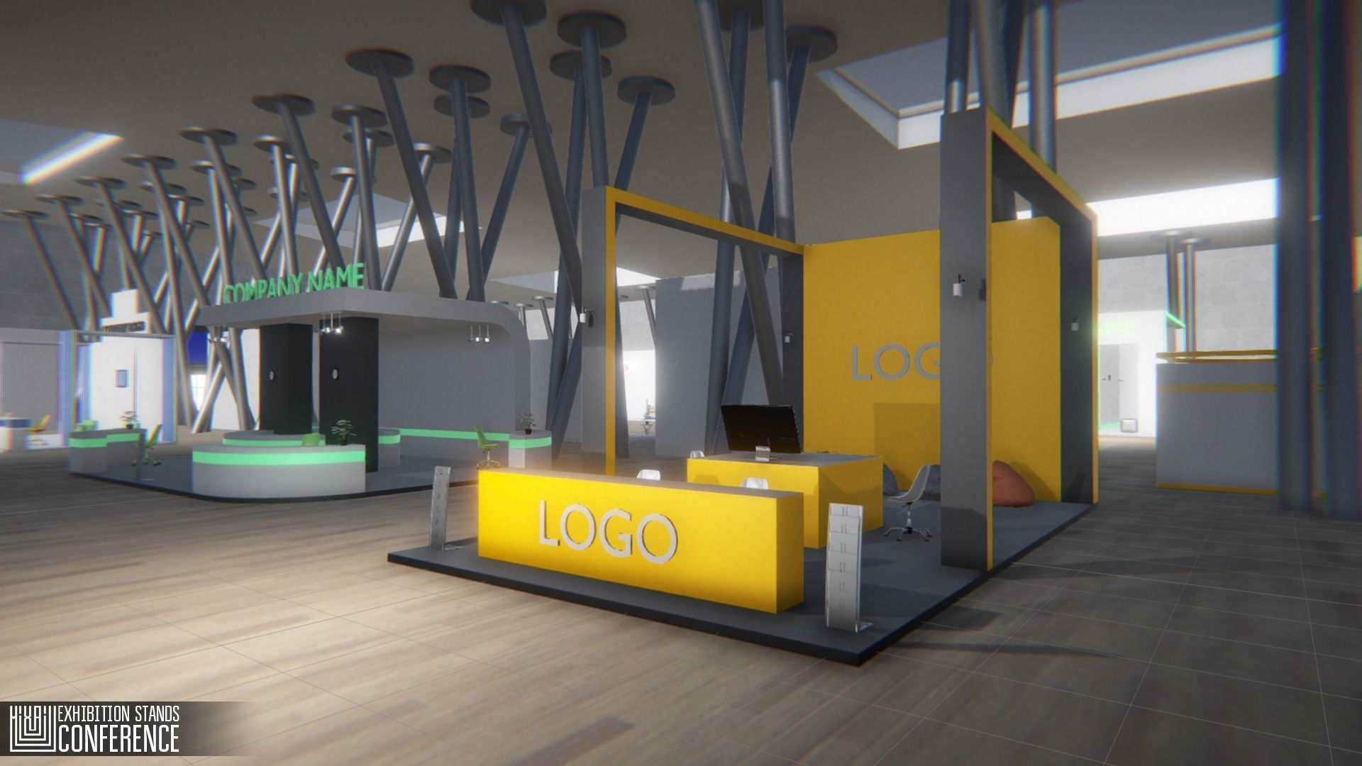 Exhibition stands - conference Low-poly 3D model_9