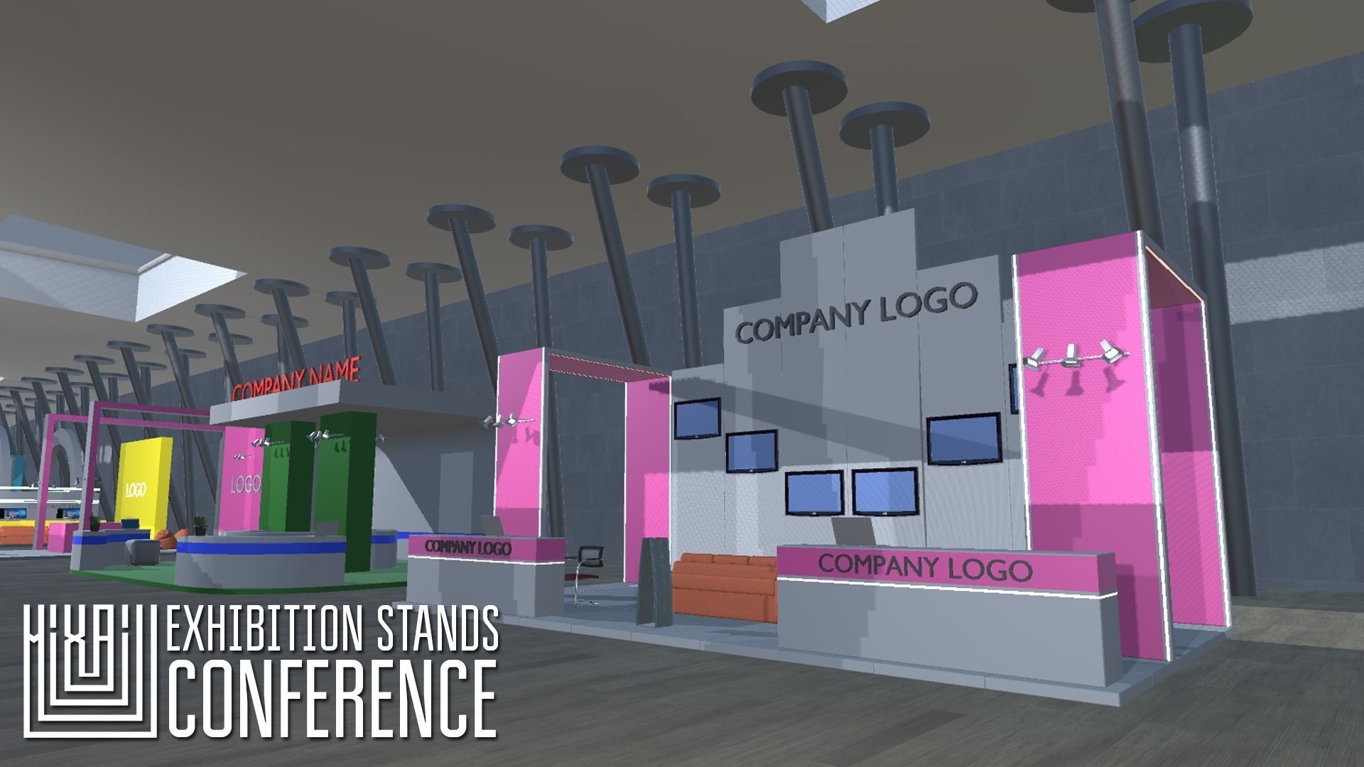 Exhibition stands - conference Low-poly 3D model_20