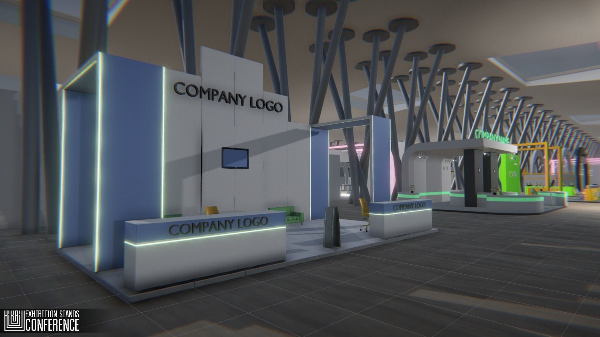 Exhibition stands - conference Low-poly 3D model_10