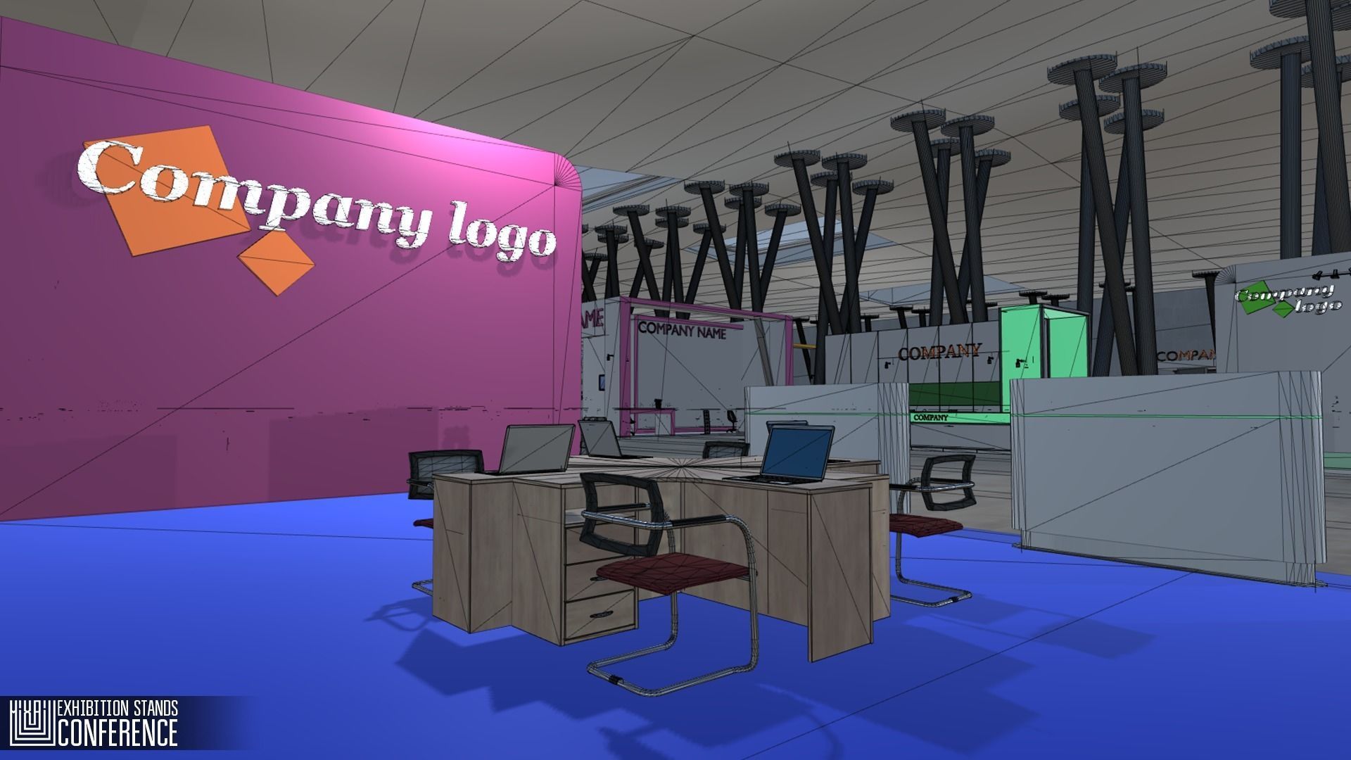 Exhibition stands - conference Low-poly 3D model_13