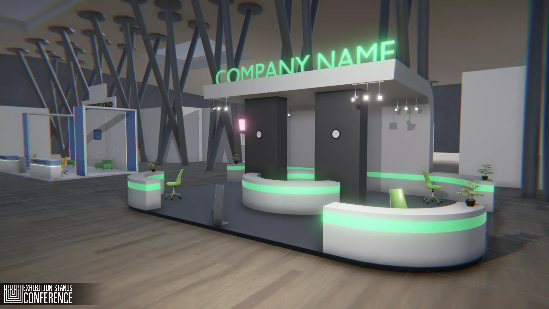 Exhibition stands - conference Low-poly 3D model_0