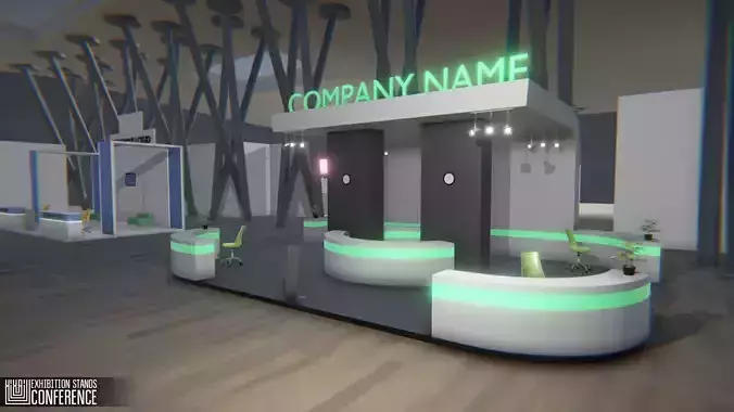 Exhibition stands - conference Low-poly 3D model