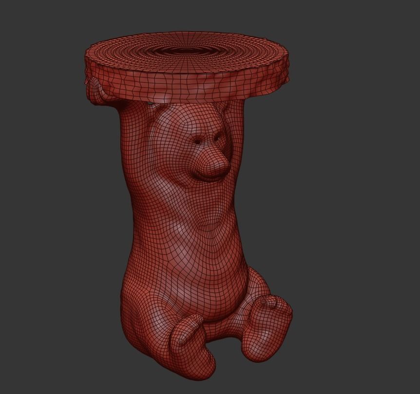 Side Table Animal Bear  viz and print 3D model_5