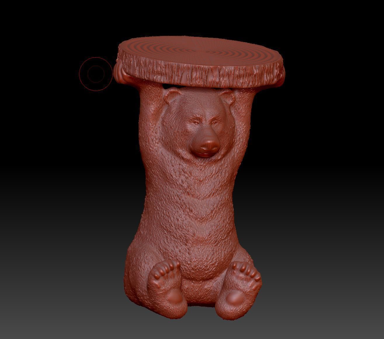 Side Table Animal Bear  viz and print 3D model_7