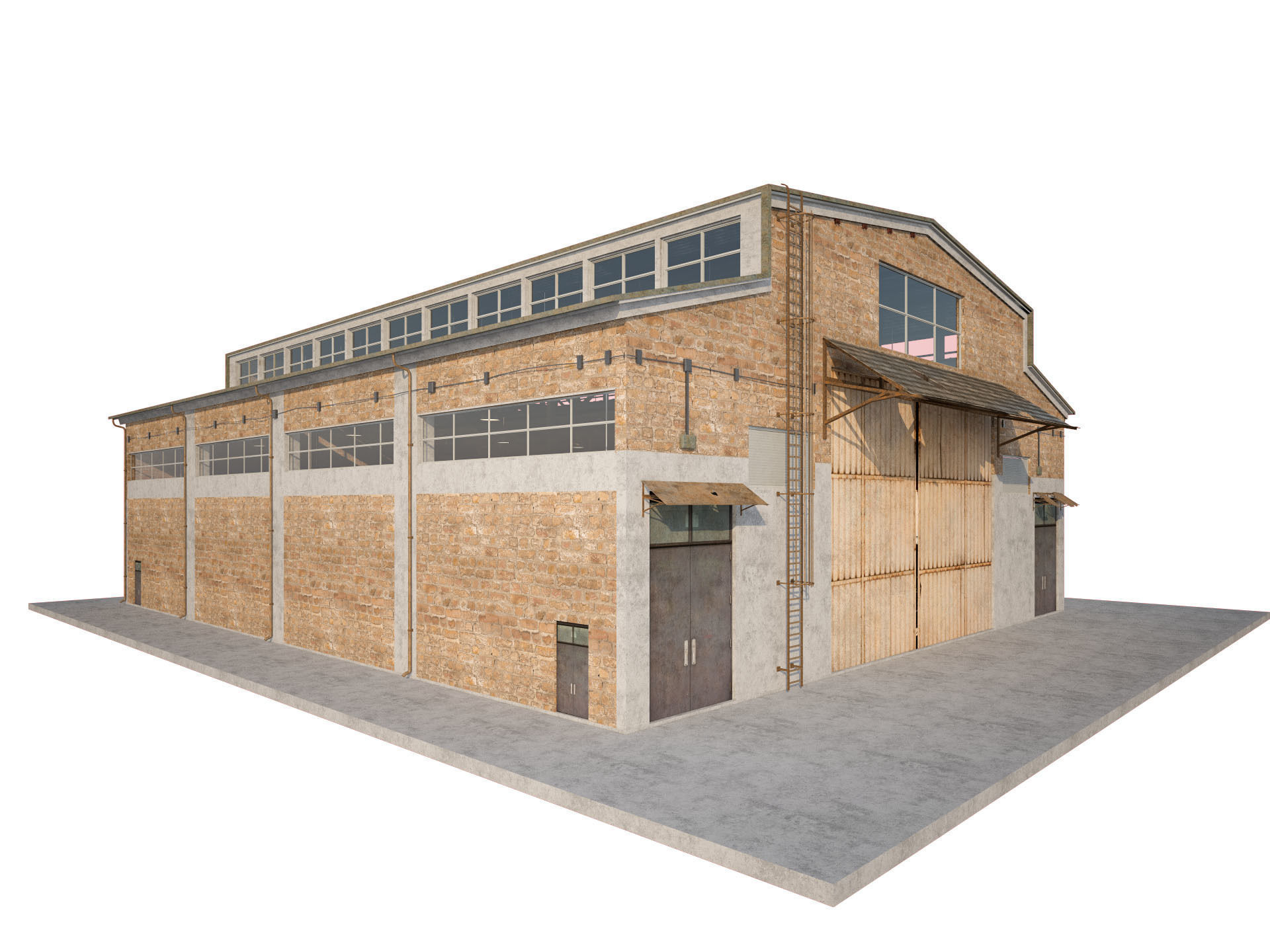 Warehouse Old interior and exterior 3D model_10