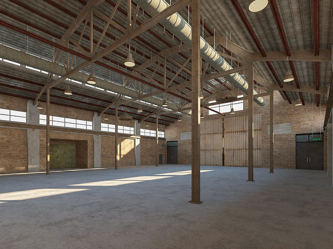 Warehouse Old interior and exterior 3D model 6