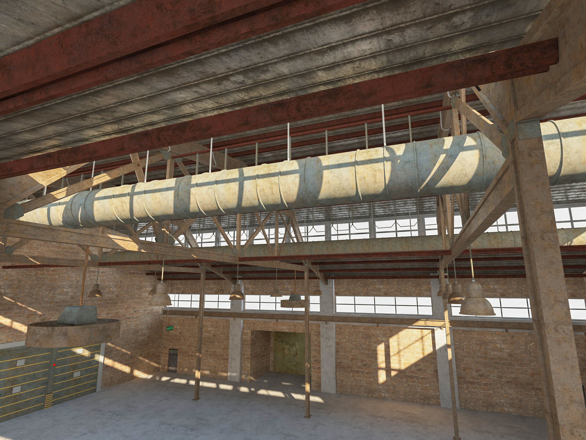Warehouse Old interior and exterior 3D model_8