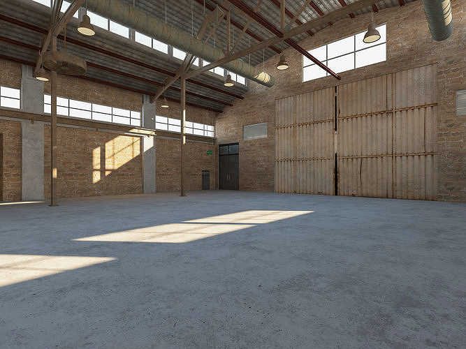 Warehouse Old interior and exterior 3D model 5
