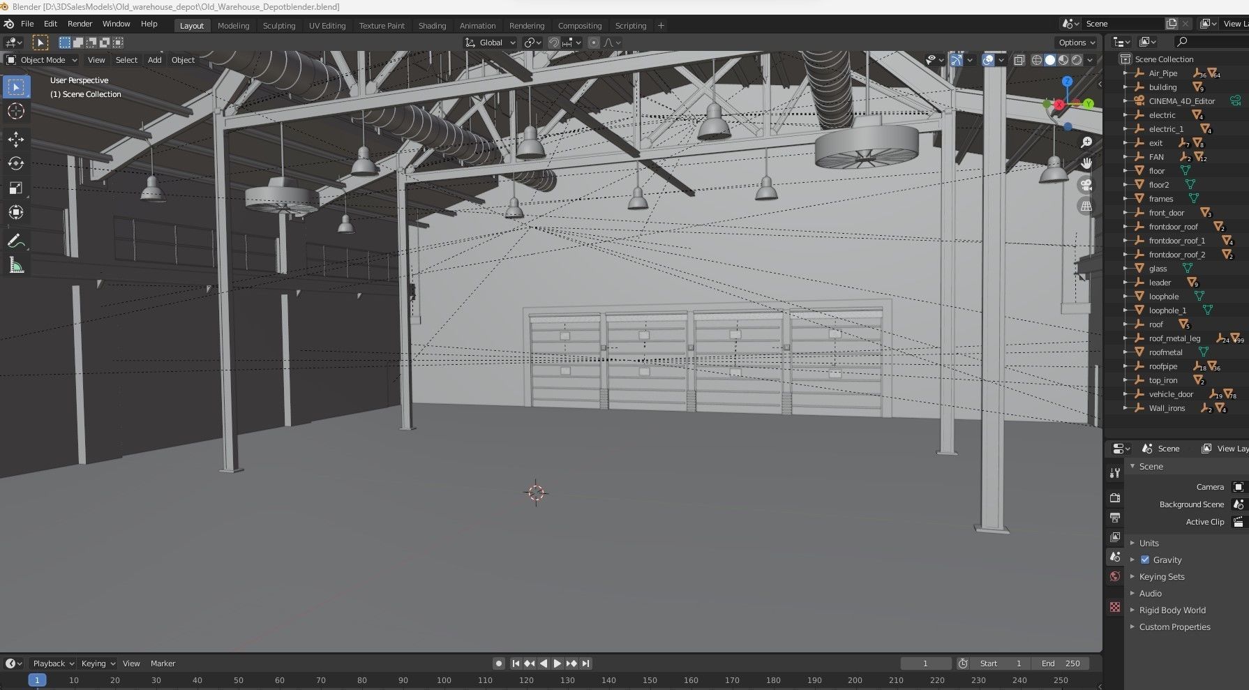 Warehouse Old interior and exterior 3D model_29