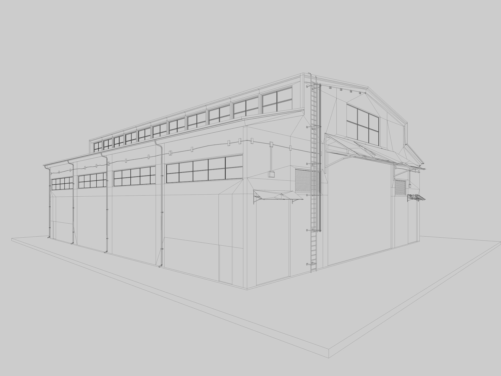 Warehouse Old interior and exterior 3D model_15