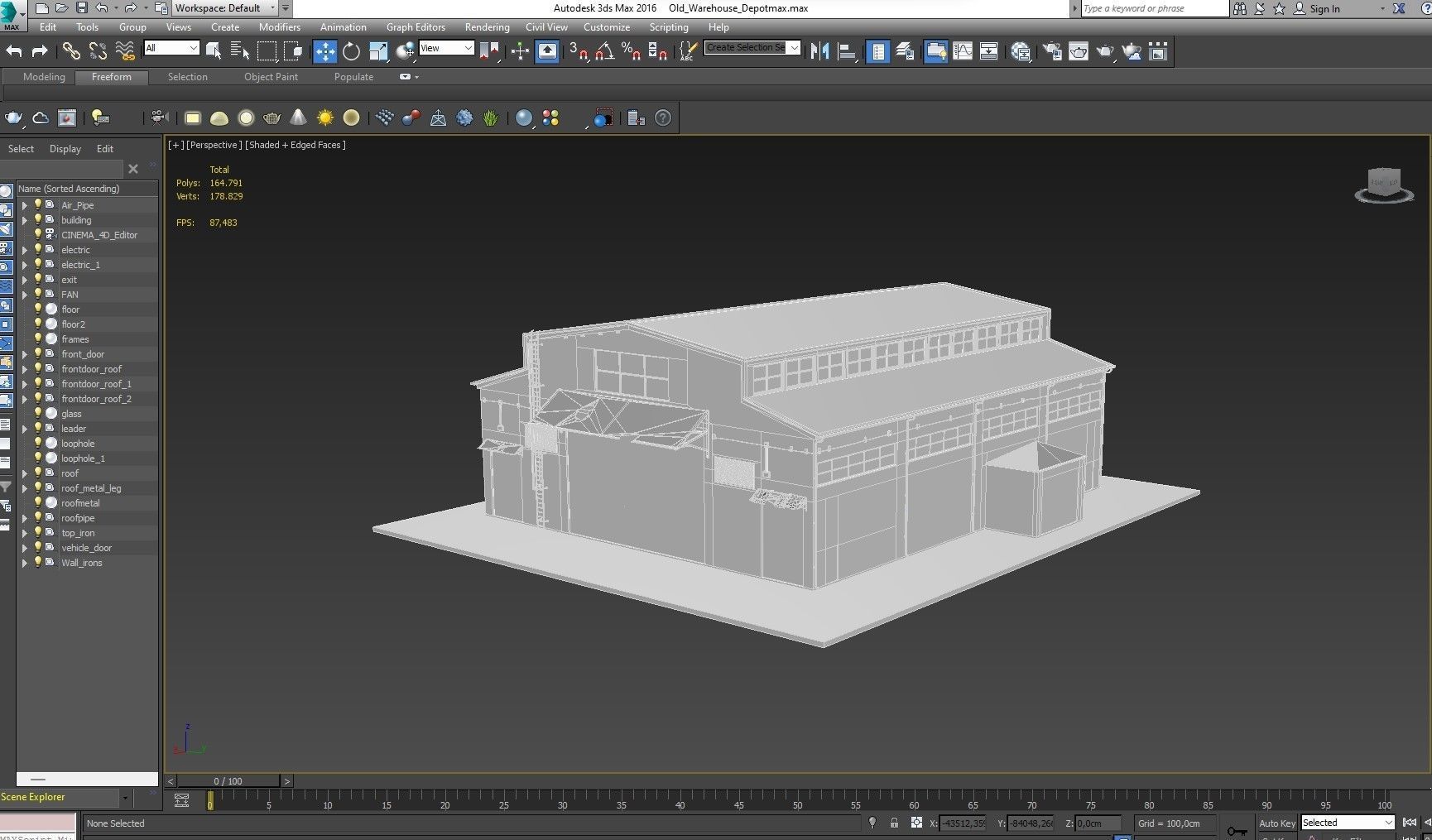 Warehouse Old interior and exterior 3D model_32